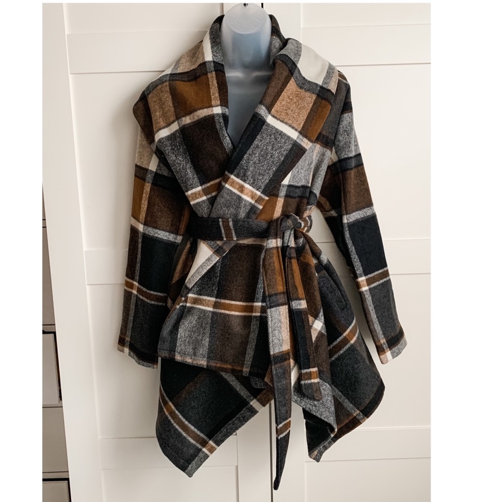 Chicwish Prairie Check Rabato Coat NWT